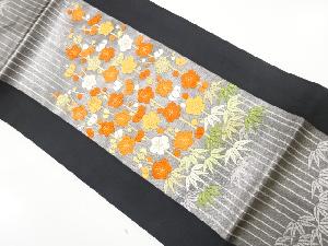 槍梅に竹笹模様織り出し　名古屋帯